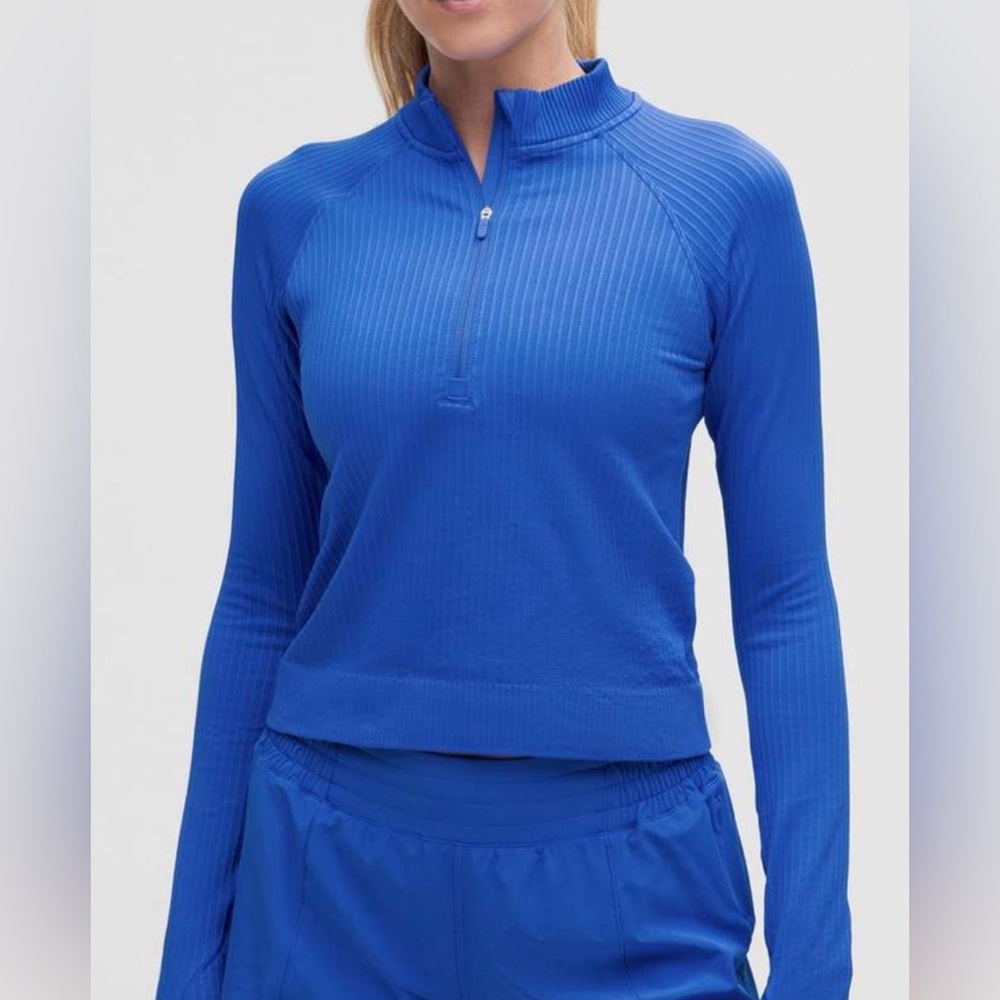 🍋Lululemon Rest Less Cropped Half Zip Ribbed Size 6